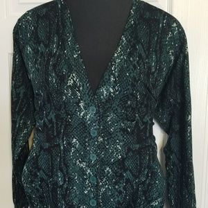 Teal and black snake print cardigan - size 26/28